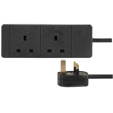 PRO ELEC 2 Socket Extension Lead 10m Black