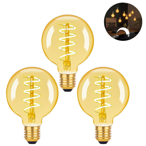 E27 G80 Vintage LED Dimmable Bulbs 2200K Warm White - 3 Pack