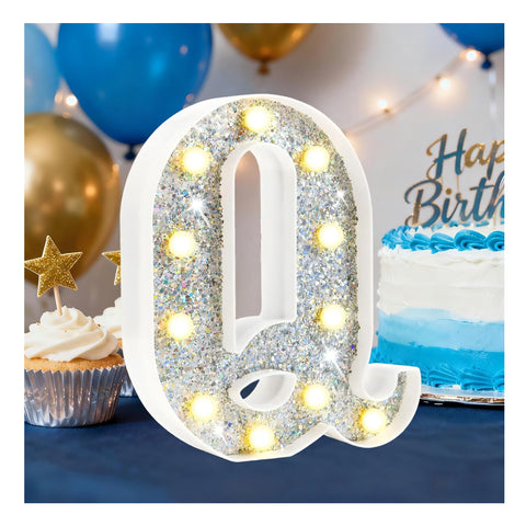 LED Marquee Letter Light Silver Q – Battery Powered Night Light