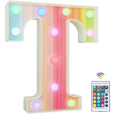 Rainbow LED Letter Light T 16 Color Remote