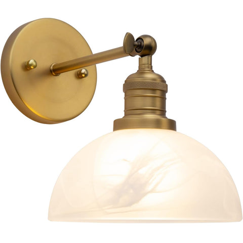 1-Light Vintage Wall Sconce with Milk White Glass Shade, Adjustable Indoor Lamp