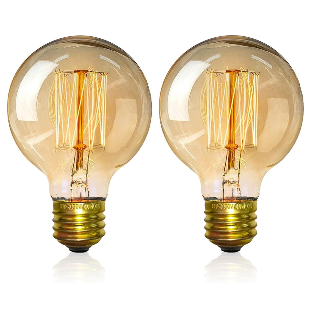 Vintage Edison G80 Globe Bulb E27 40W Warm Light 2 Pack