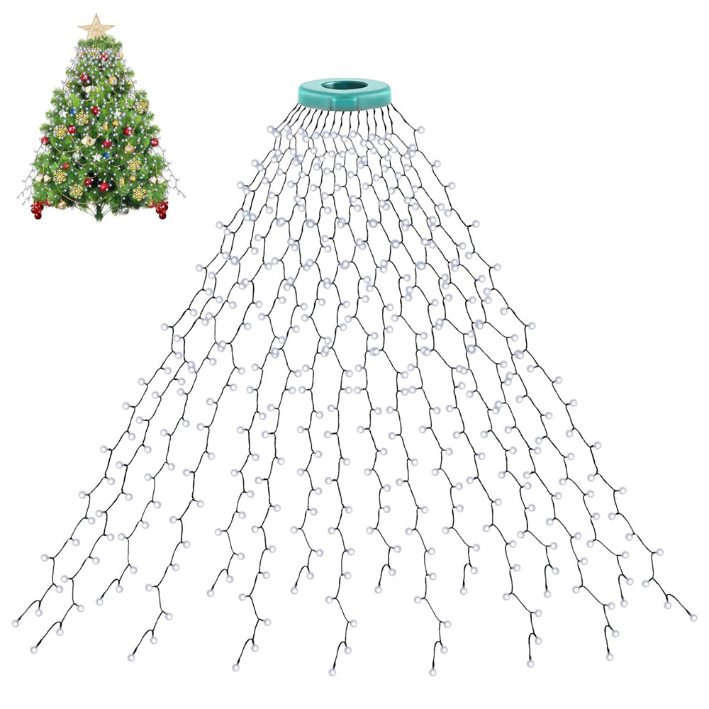 Christmas Tree Lights 400 LEDs, 16 Lines 2M Fairy String with 8 Modes, Timer & Memory, Waterproof for 5–10ft Trees – Cool White