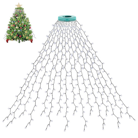Christmas Tree Lights 400 LEDs, 16 Lines 2M Fairy String with 8 Modes, Timer & Memory, Waterproof for 5–10ft Trees – Cool White