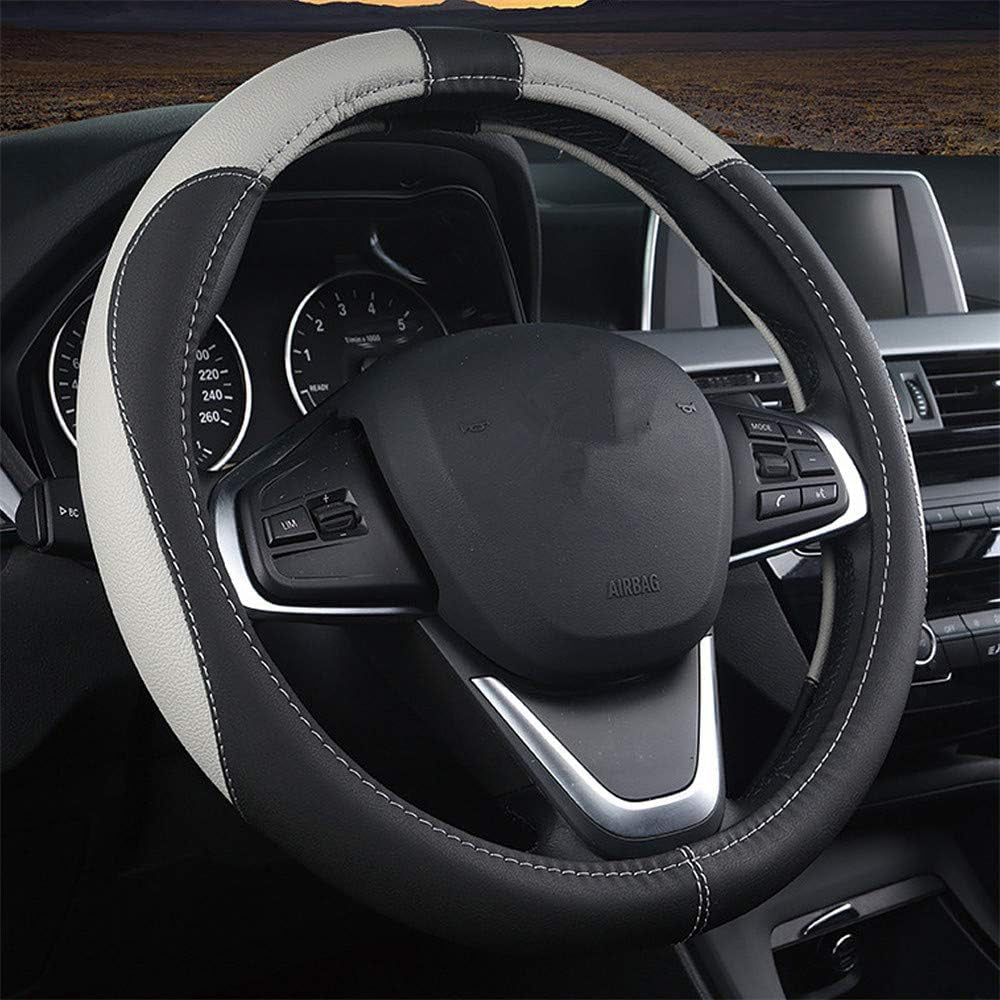 Leather Car Steering Wheel Cover 15 Inch Breathable Anti-Slip Protector