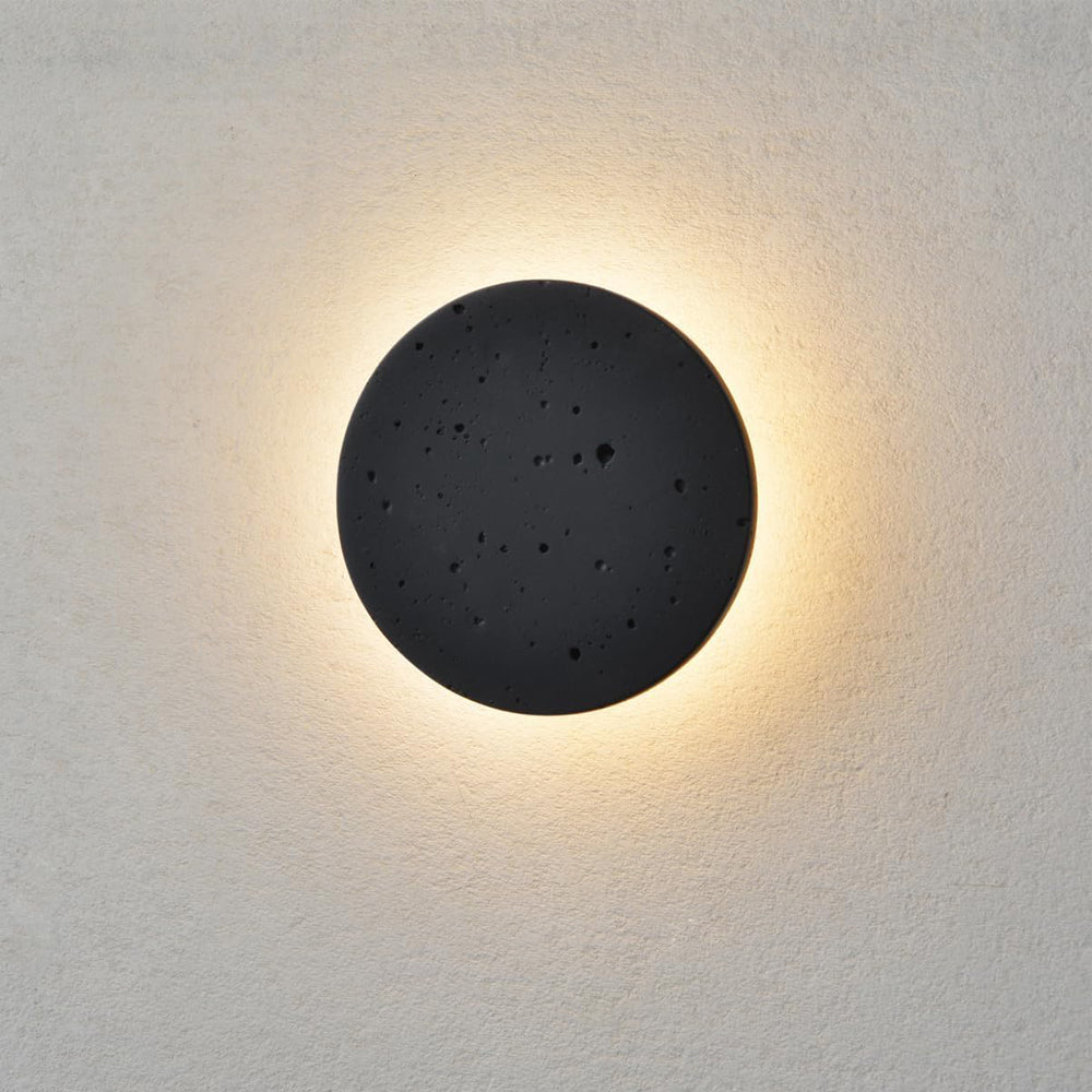 Black Wall Sconce Indoor,Hallway Sconces Wall Lighting Round,Led Cement Wall Lamp Hardwired,Minimalist Wall Mount Light Flat Design,Modern Sconces Lighting for Bedroom,Living Room,12w 3000k,Warm White