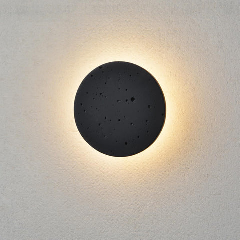 Black Wall Sconce Indoor,Hallway Sconces Wall Lighting Round,Led Cement Wall Lamp Hardwired,Minimalist Wall Mount Light Flat Design,Modern Sconces Lighting for Bedroom,Living Room,12w 3000k,Warm White