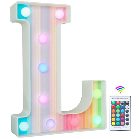 Rainbow LED Letter Light L Remote Color Changing