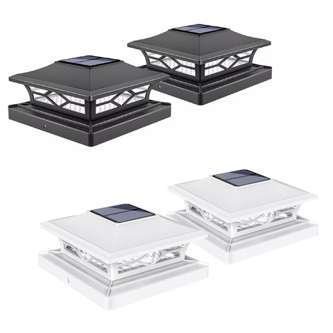 Outdoor Solar LED Deck Post Lights Warm & Cool White Waterproof