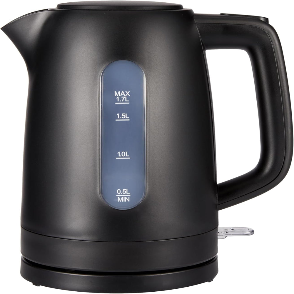 Basics Electric Kettle 1.7L – 3000W Fast Boil, BPA-Free, 360° Swivel Base, Auto Shut-Off, Removable Filter – Matte Black