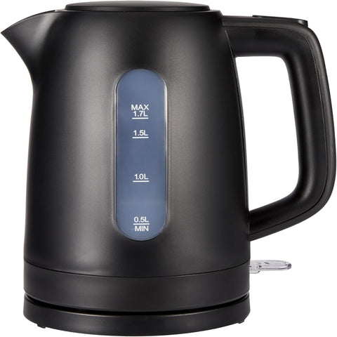 Basics Electric Kettle 1.7L – 3000W Fast Boil, BPA-Free, 360° Swivel Base, Auto Shut-Off, Removable Filter – Matte Black