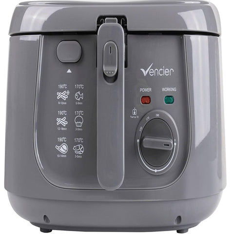 2.5L Electric Deep Fryer with Non-Stick Coating, Viewing Window & Mesh Basket – Compact Countertop Fryer (Grey)