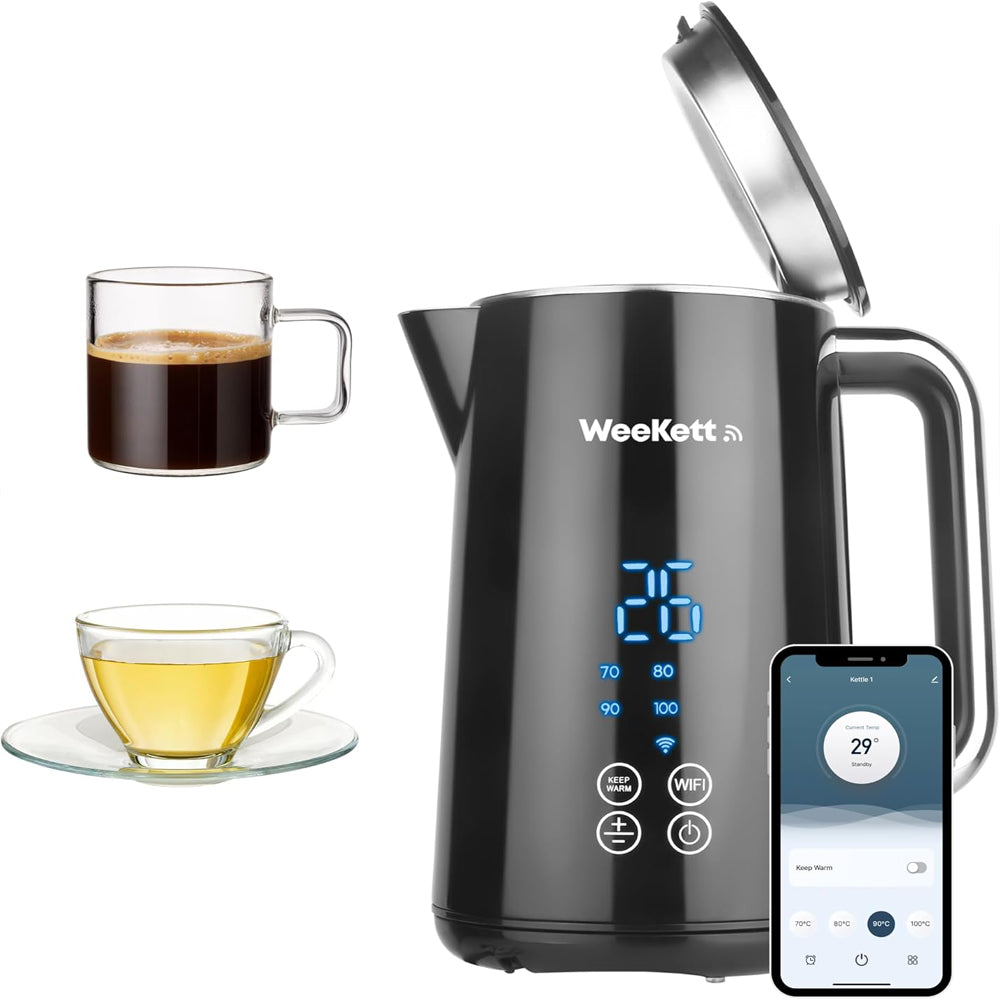 Smart Alexa Kettle 1.7L – Voice & App Control – Temperature Control, LED Display, Cool Touch, Keep Warm, 3000W – Black
