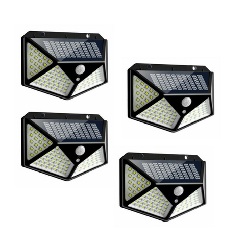 Series of lights placed evenly along a wall fence

