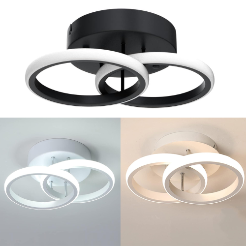 Modern LED Ceiling Lights, 22W White Round Design Ceiling Lamp, Metal Acrylic Ceiling Lighting Fixtures Cool White 6000K for Bedroom Living Room Hallway Office Kitchen