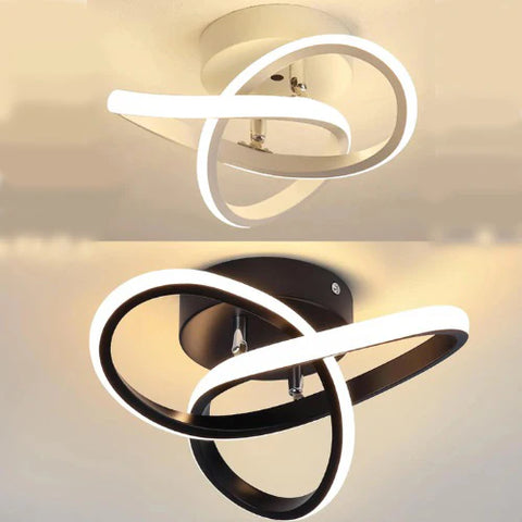 Modern 22W LED Ceiling Light Curved Acrylic Design Lamp – Warm White & 3 Color Changing Modes – Black & White Options for Kitchen, Bedroom, Hallway & Indoor Spaces
