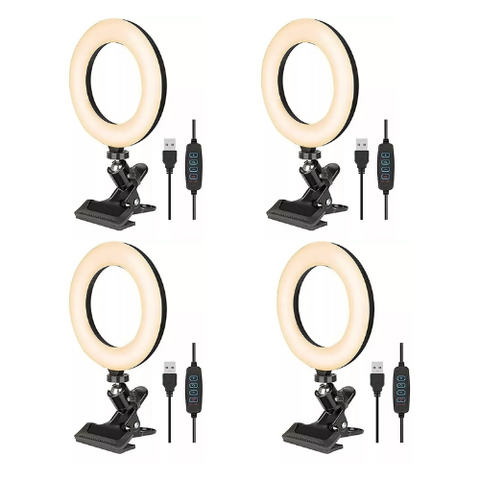 Pack of 3 modern ring lights with flexible gooseneck design.

