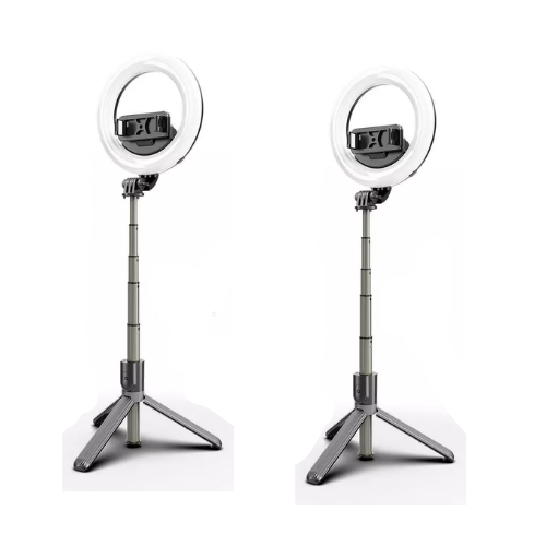 LED Bluetooth Selfie Ring Light With Tripod Stand In UK - 360 Degree Rotatable, Wireless Connection, Battery Powered 1200mAh, IP22 Waterproof, Foldable Stand and Phone Holder, Ring Light For Live chat,  Laptop, Zoom Calls, Makeup
