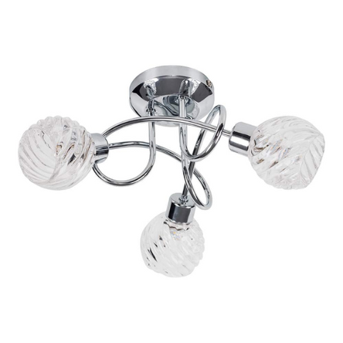 Chrome 3-Way Ceiling Light with LED Bulbs UK

