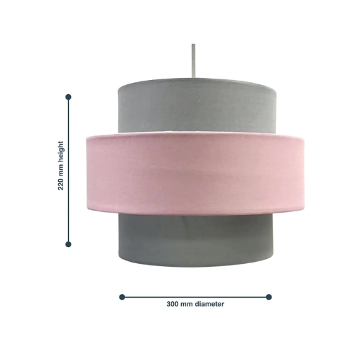 Easy Fit Light Shade Pink and Grey Design 2 Tier Ceiling Lighting Pendant