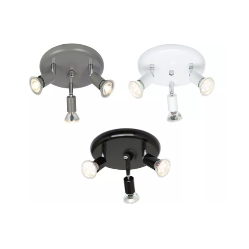 Modern 3 Way Ceiling Lights Adjustable LED GU10 Lamp Kitchen Spotlight Fitting with 3 x 5W LED Warm White 3000K