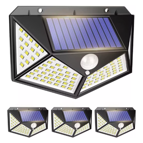 Pack of 4 LED solar-powered wall lights with PIR motion sensor for garden lighting – UK

