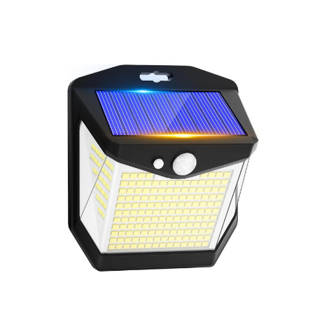 Solar Motion Sensor Light illuminating a garden pathway at night

