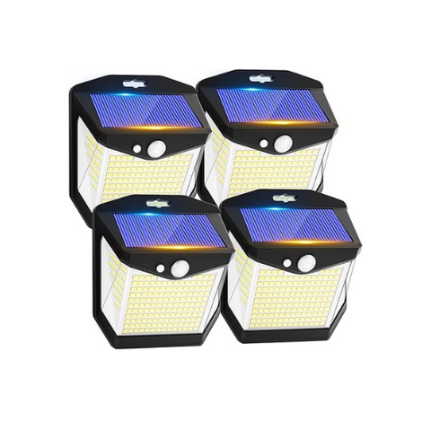 Solar light providing security illumination at a home entrance

