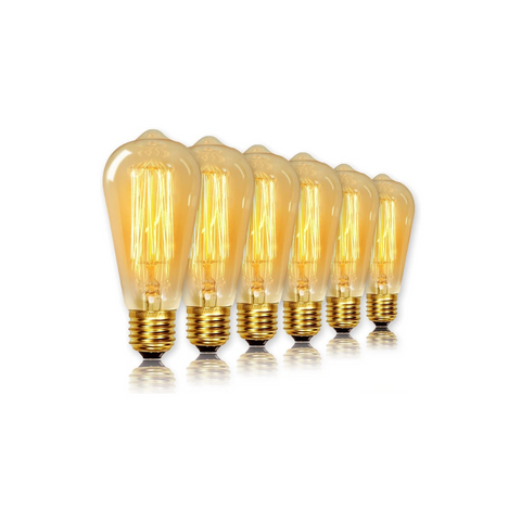 ST64 Vintage Edison Bulbs E27 Screw 40W Warm White Dimmable Pack of 6