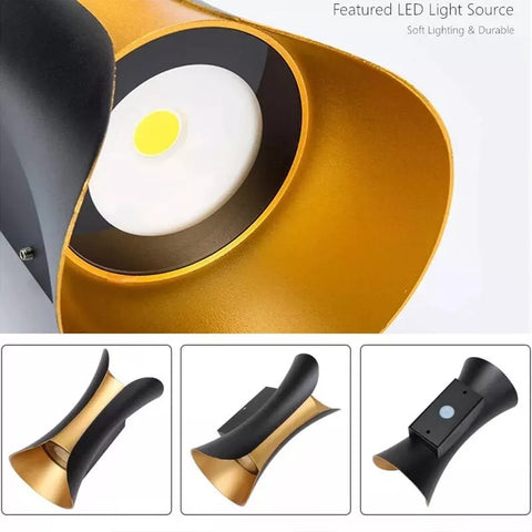 Modern outdoor wall light enhancing the beauty of a garden

