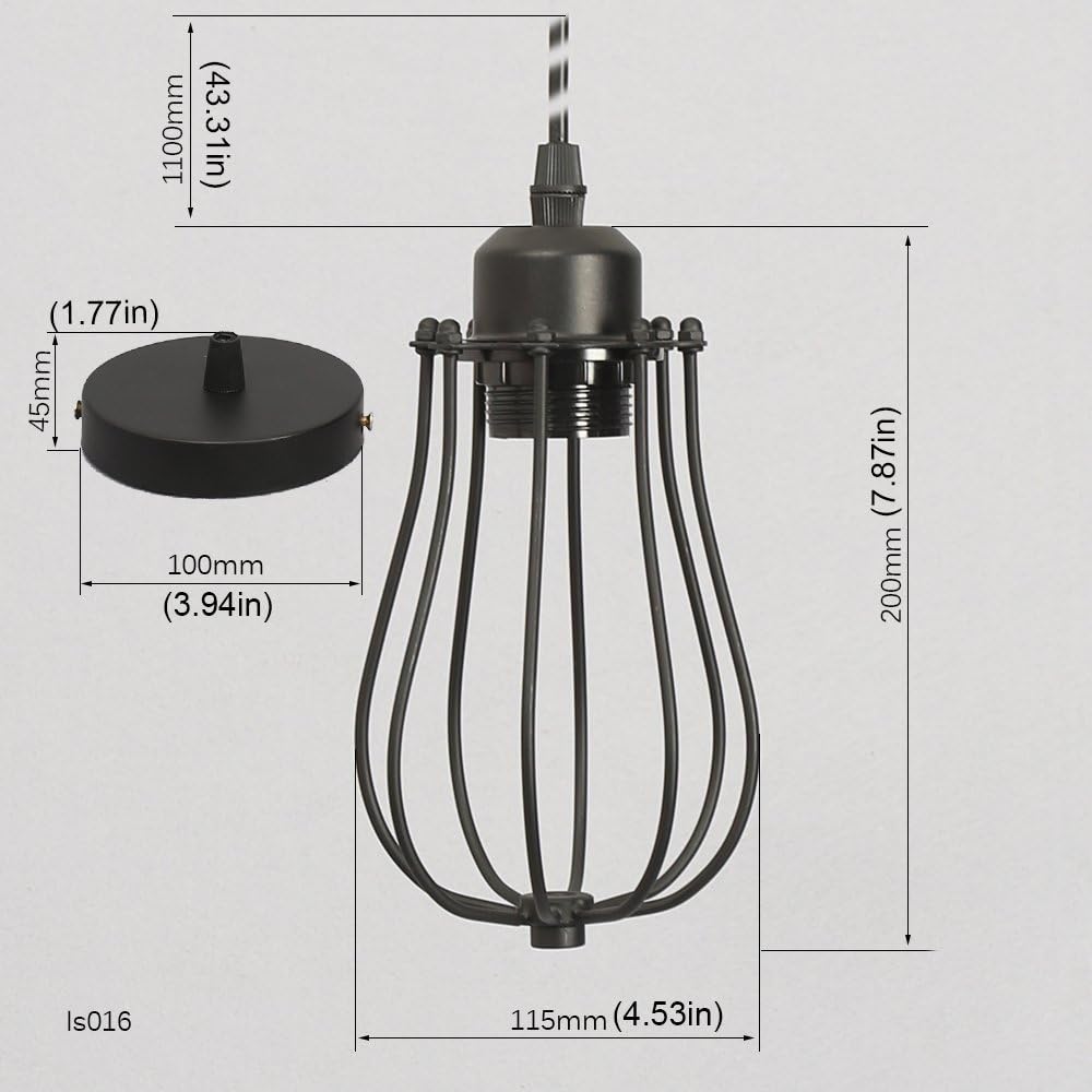 Black small cage pendant light fixture


