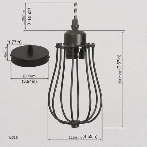 Black small cage pendant light fixture


