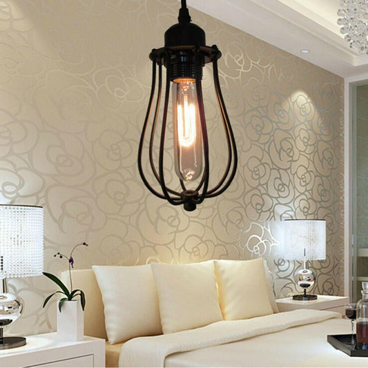 Vintage Ceiling Lightshade Metal Wire Cage Easy Fit Lampshade Hanging Lamp Balloon Shade Without Bulb