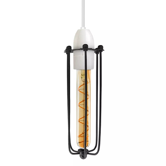 Vintage metal wire cage ceiling lightshade in black finish

