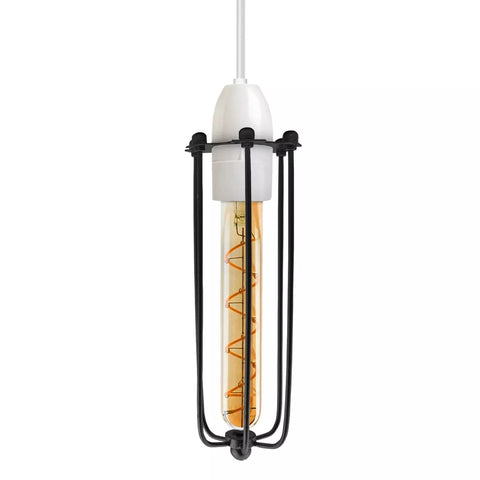 Vintage metal wire cage ceiling lightshade in black finish

