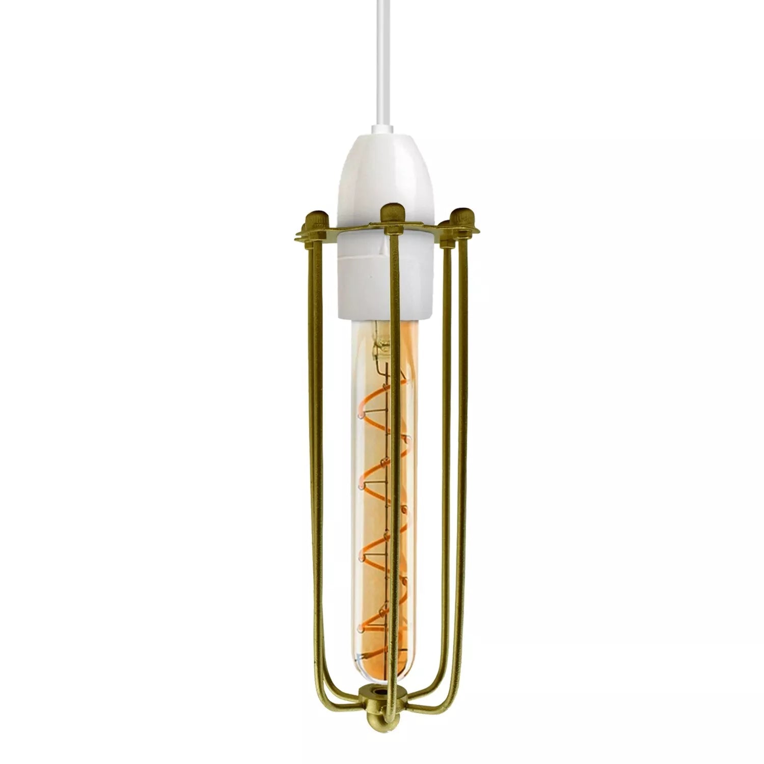 Industrial pendant lightshade hanging from ceiling


