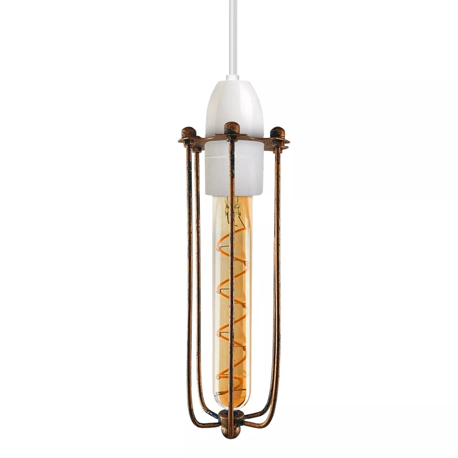 Durable wrought iron lampshade with painted finish


