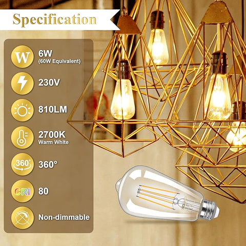 Vintage Filament Clear ST64 LED Bulb