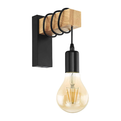 Vintage Industrial Wall Lamp Wall Mount Retro Sconce with Wooden Decor, Adjustable Hanging E27 Base Wall Lighting Fixture, Perfer for Beside Living Room Shop Studio