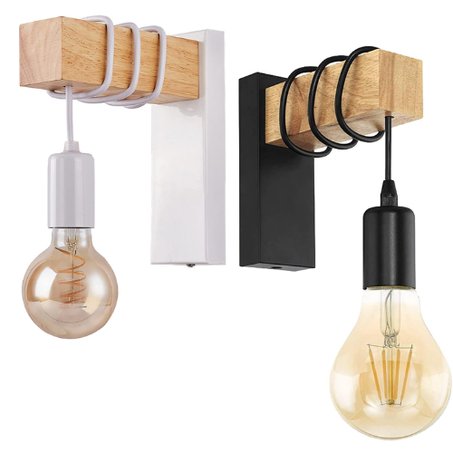 Vintage Industrial Wall Lamp Wall Mount Retro Sconce with Wooden Decor, Adjustable Hanging E27 Base Wall Lighting Fixture, Perfer for Beside Living Room Shop Studio