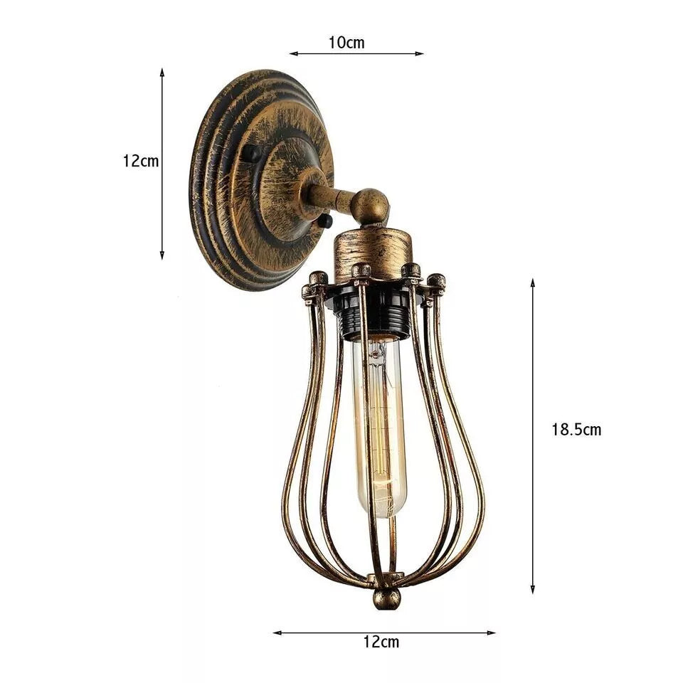 Industrial cage design of the wall sconce in a rustic kitchen


