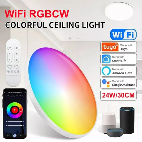24W Flush Mount LED Ceiling Light with App Control


