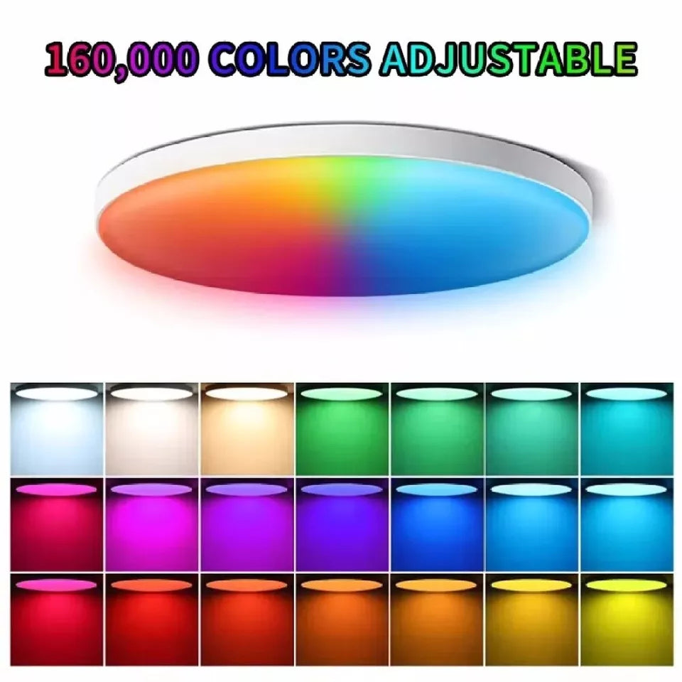 WIFI RGB+CCT Smart Ceiling Light - 24w 12inch Flush Mount Ceiling Light Dimmable 3000-6500K Alexa/Google Assistant / App Control Color Changing LED Ceiling Light Fixture for Living Room Bedroom (Copy)
