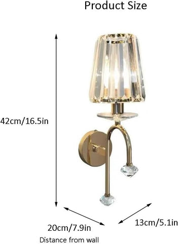 Wall-mounted lamp with dimensions indicated on a white background