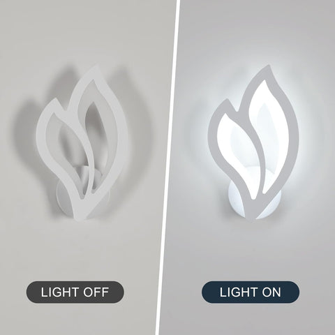 Wall-mounted light fixture showing 'Light Off' and 'Light On' states on a neutral background.