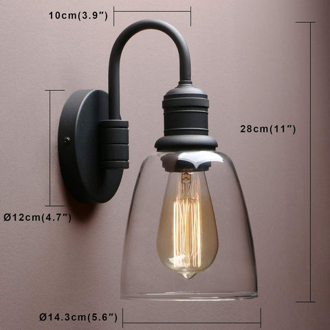 Wall-mounted light fixture with dimensions labeled on a plain background
