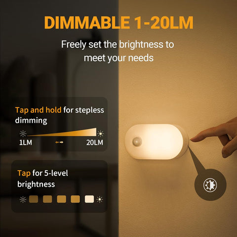 Wall-mounted light fixture with dimmable feature and hand interacting with it.