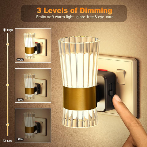 Wall-mounted light fixture with dimming control on a brown background