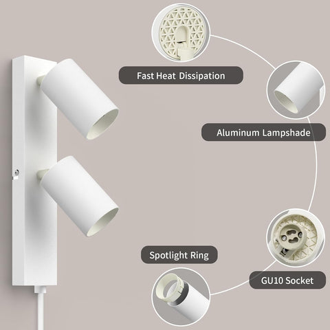 Wall-mounted light fixture with labeled components on a gray background