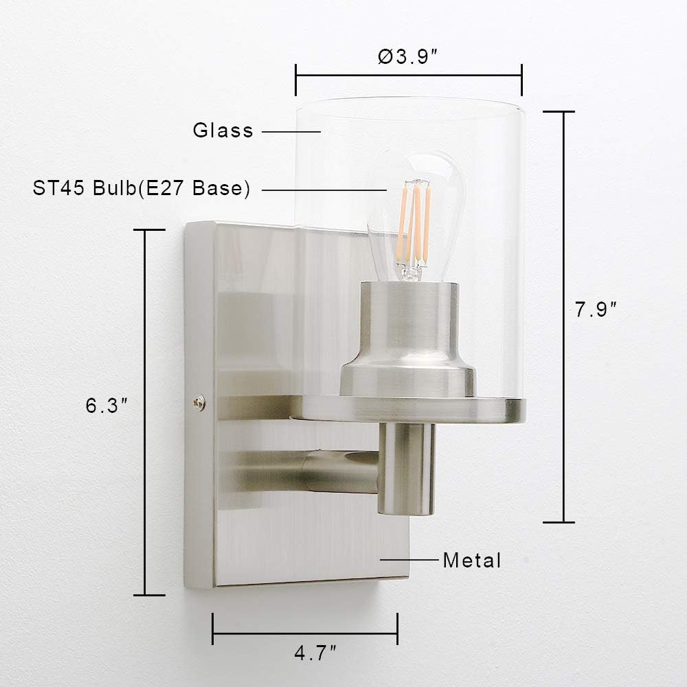 Wall-mounted light fixture with labeled dimensions on a white background